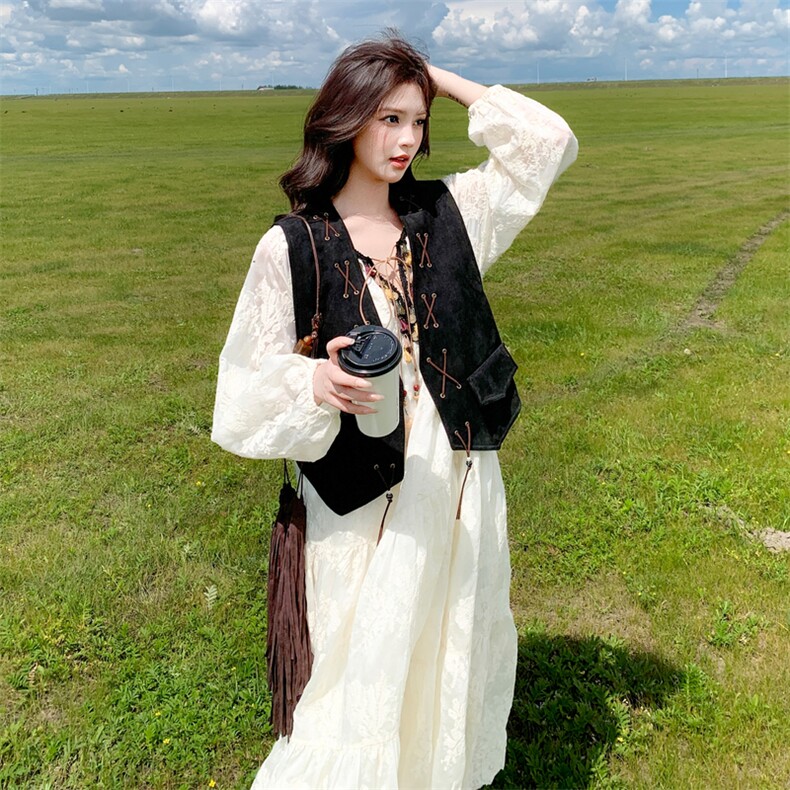 春季已出春秋旅游季马甲连衣裙套装,女装套装/套裙,2C120
