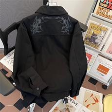 美式披荆斩棘款牛仔外套男春秋潮流设计感情侣高街夹克W9332/P86，男装工装外套，星座506B