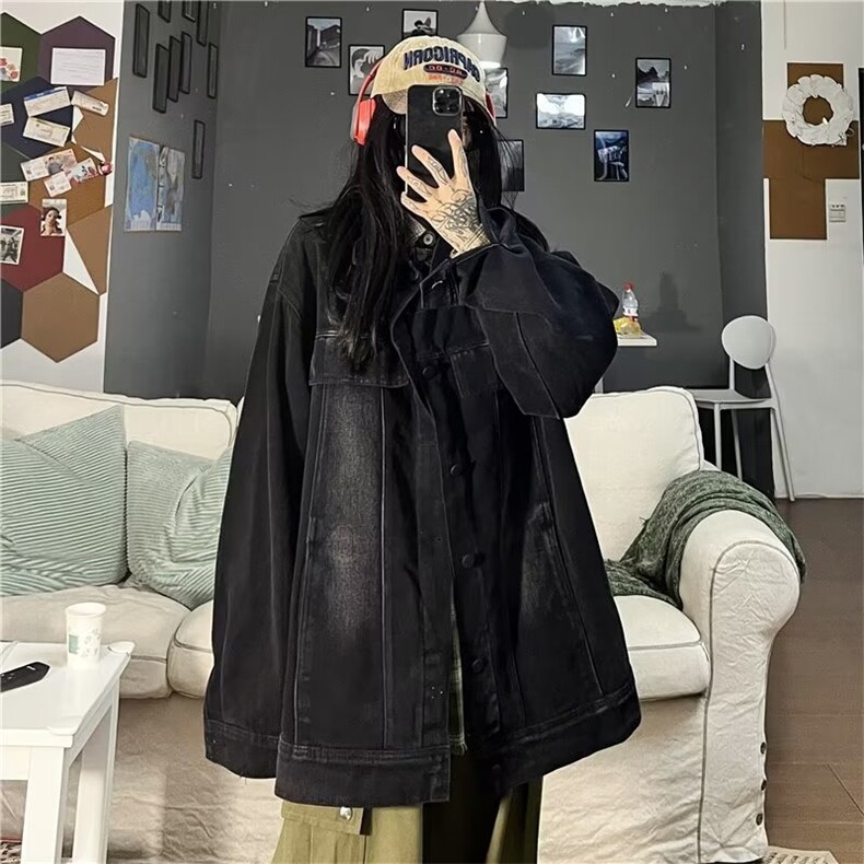 美式复古牛仔外套男女古着vintage水洗做旧日系工装夹克J2048-p62,男装工装外套,星座1008-1