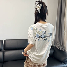万针全刺绣解构设计260克重磅双纱纯棉高品质美式高街短袖T恤特35，男装T恤，电商A486-1