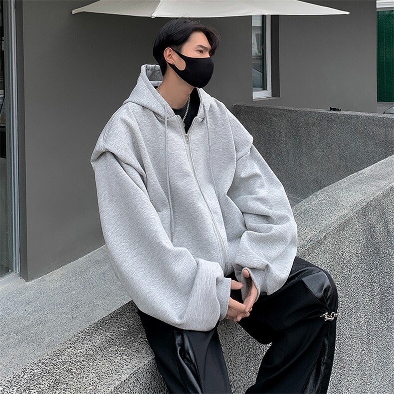 连帽垫肩卫衣男美式复古oversize情侣装秋款外套潮CY43-P58,女装短外套,星座1001-1