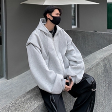 连帽垫肩卫衣男美式复古oversize情侣装秋款外套潮CY43-P58，女装短外套，星座1001-1