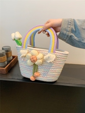 美伢姑娘毛绒玩具 棉绳编织手提包太阳花系列