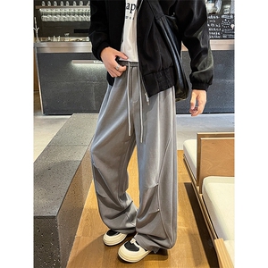 潮牌直筒运动卫裤男女垂感美式复古裤子宽松设计感休闲裤K9164P58图片