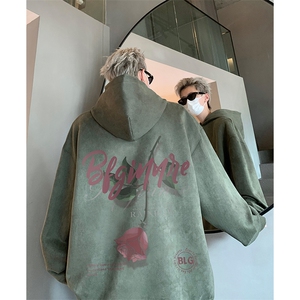 美式麂皮绒连帽卫衣男女新款痞帅高街百搭宽松大码外套LH9921-P58图片