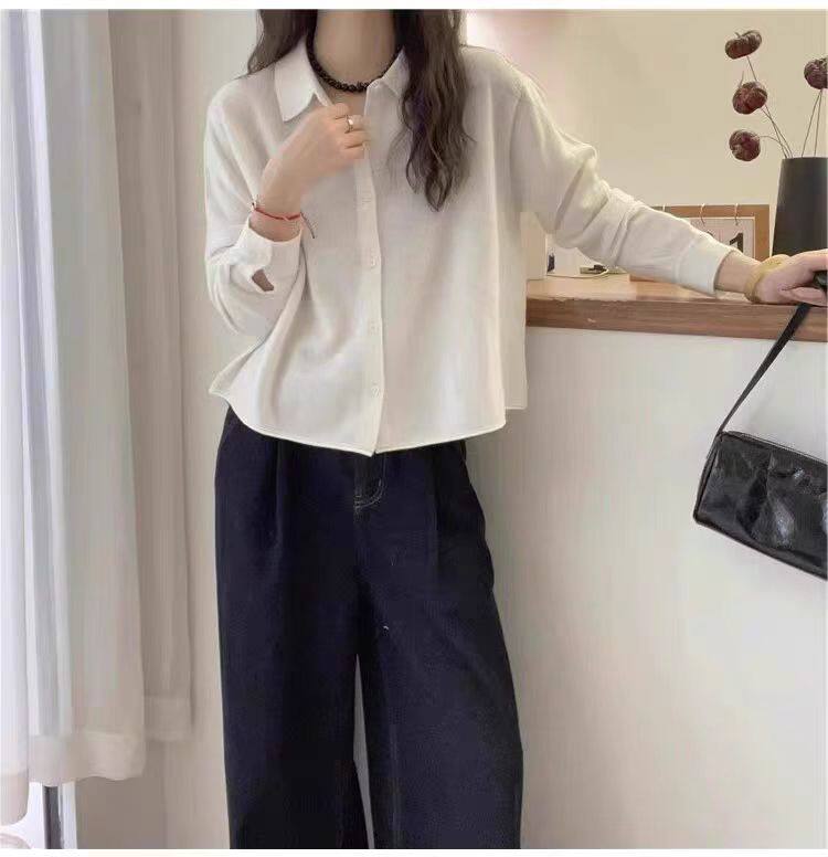 2025年秋季新款女士百搭反领针织衬衫，女装针织衫/毛衣，恒恩羊绒