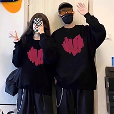 春秋季roora情侣装卫衣男女学生爱心宽松圆领上衣W8008-P33官图，男装T恤，电商B245