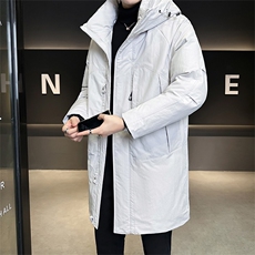 鹅绒标50店主风男士中长款连帽鹅绒羽绒服保暖外套8629-P325，男装羽绒服，电商B328