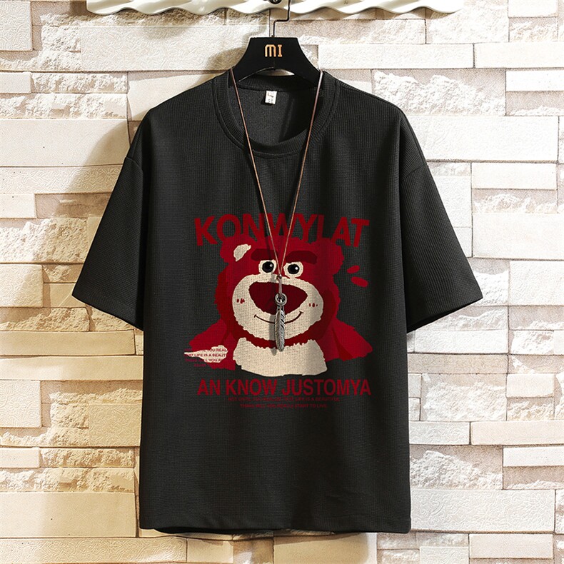 华夫格t恤男短袖男大码五分袖砖墙挂拍HT73285-P22，男装T恤，电商A040A