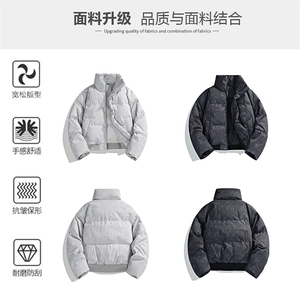 冬装复古立领棉服男女棉衣外套光板面包服高街做旧 HZ8819-P88图片