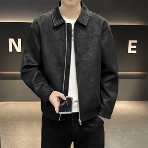 K592-P115 秋冬潮流新款翻领PU皮衣男高品质防风百搭夹克图片