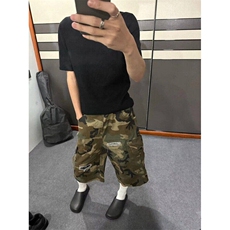 DK03ZZ-特P52美式复古补丁破洞迷彩七分裤男女宽松休闲直筒短裤，男装牛仔裤，星座1007（原301D）