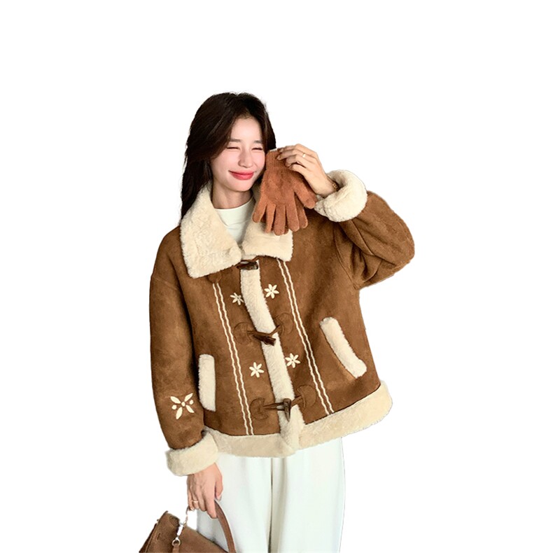 新品有货刺绣皮毛一体外套2C285-2615-P205-K308,女装短外套,2C285