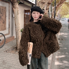 皮毛一体羊羔毛外套女2C317A-8828-P205-K289，女装短外套，2C317A