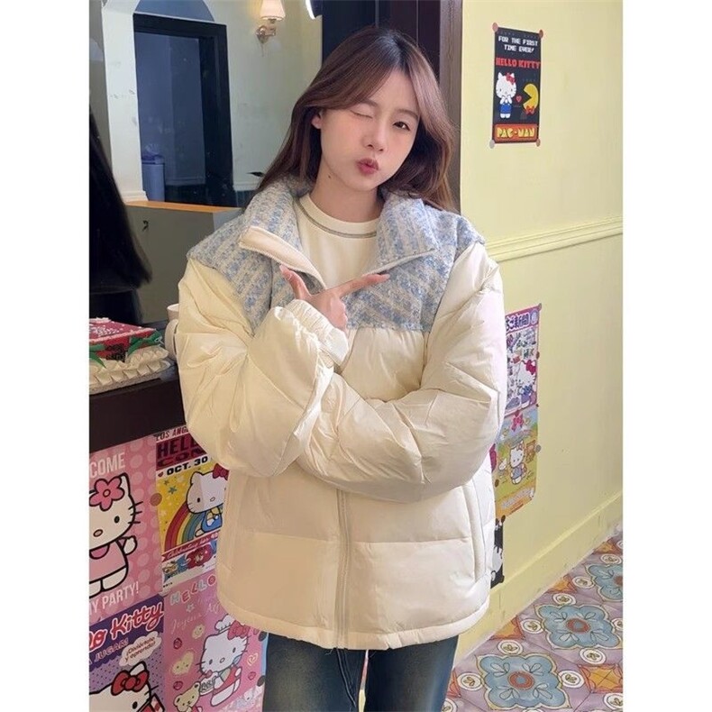 情侣小香风拼接立领棉服外套韩系加厚保暖面包服棉衣Y321-P88网图,男装棉衣,电商B245
