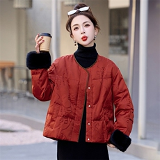 短款羽绒服女2024冬季新款今年流行新中式国风妈妈洋气红色厚外套，女装羽绒服，依如秀(原杭风阁)