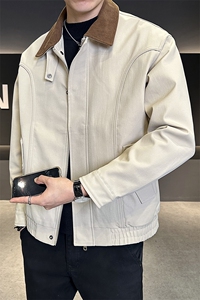 秋冬新款男士复古老钱风翻领二棉衣外套图片