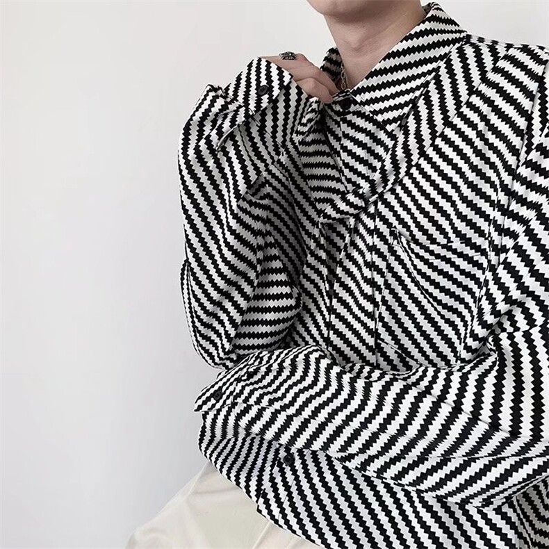 夏季新款衬衫潮流慵懒男方领波浪衬衫P32，男装衬衫，星座1116-2