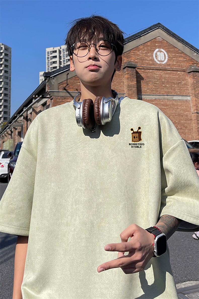 麂皮绒！重磅麂皮绒短袖t恤男JPDX204-特P19控38,男装T恤,电商B367