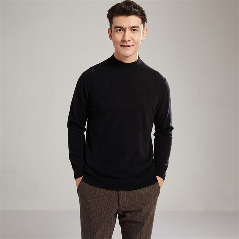 2024秋冬新款山羊绒男士半高领羊绒衫男装，男装羊绒套衫，镁纯羊绒