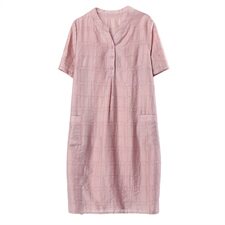 天丝连衣裙女2024夏新款时尚宽松大码中年妈妈薄款直筒中长款裙子，女装连衣裙，独衣靓