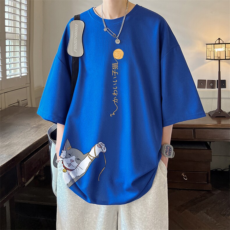 华夫格t恤男短袖男大码五分袖酒店风HT73013-P22,男装T恤,电商A040
