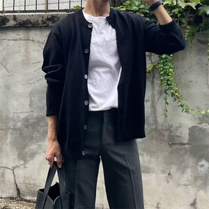 秋季潮牌针织开衫男韩系外套慵懒风高级感痞帅毛线衣ins百搭上衣图片