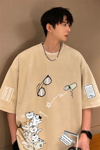 麂皮绒短袖t恤男大码半袖男 JD82115-P25图片