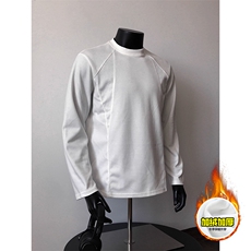 抖音得物高品质美式高街重磅曼巴棉cleanfit螺纹拼接卫衣长袖T恤，男装T恤，电商A486