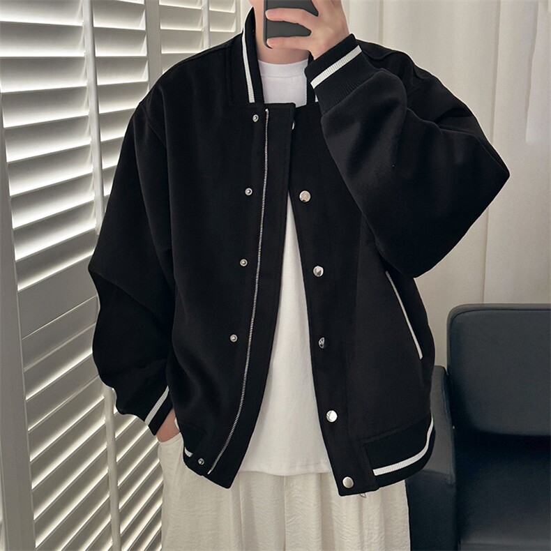 秋冬毛呢棒球服潮牌宽松呢子外套休闲夹克-AJ23058-P115,男装夹克,电商A351