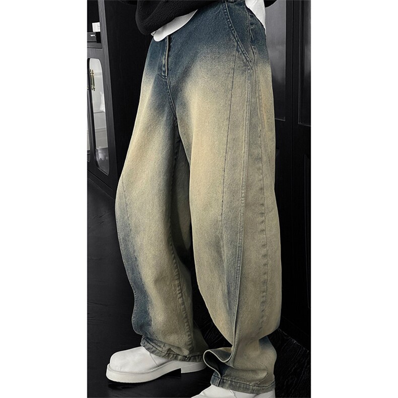 龙叨叨同款现货水洗黄泥弯刀牛仔裤NZ60-P65，男装牛仔裤，星座310A-4