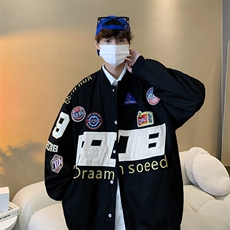 现货2023美式夹克圆领外套设计感刺绣棒球服赛车服W5164-P62，男装夹克，星座512-2