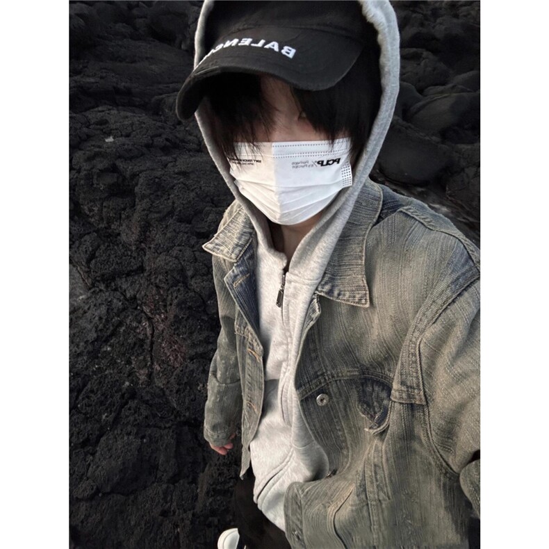 美式复古做旧竹节纹重磅牛仔外套宽松休闲cleanfit潮WLA1622-P84,男装工装外套,星座1008