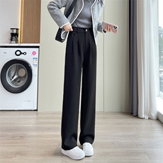 毛呢阔腿西装裤女秋冬新款直筒宽松高腰冬季休闲裤秋冬加绒女裤，女装休闲裤，云美莎专业女裤-全店现货