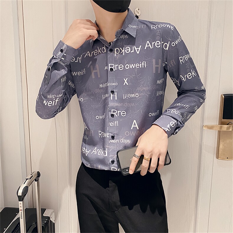 312A-5-134-P55社会小伙韩版潮流衬衫休闲修身上衣,男装衬衫,星座312A-5