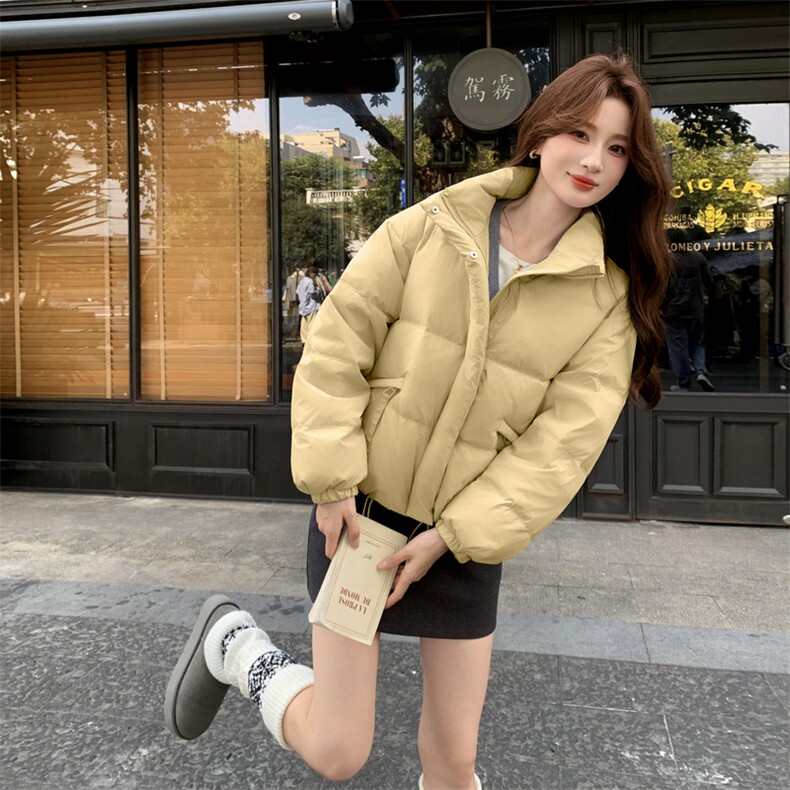 现货新款独特超好看短款羽绒服女款冬季立领面包服小个子羽绒外套,女装羽绒服,网红馆