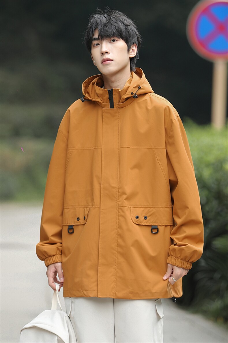 新款连帽冲锋衣夹克男山系户外潮流宽松休闲外套A238-JK2305-P68,男装夹克,星座717