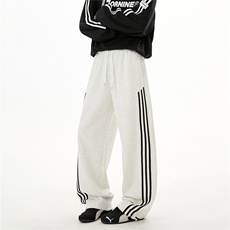 B336-DK708-P45秋冬新款中性条纹针织运动裤320克宽松版型裤子，女装休闲裤，电商B336