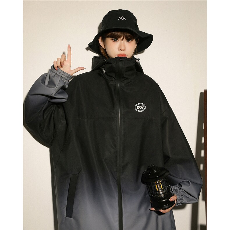 1中性风山系防水冲锋衣渐变色夹克女聚酯纤维JK77087P85控128,女装短外套,星座226-2