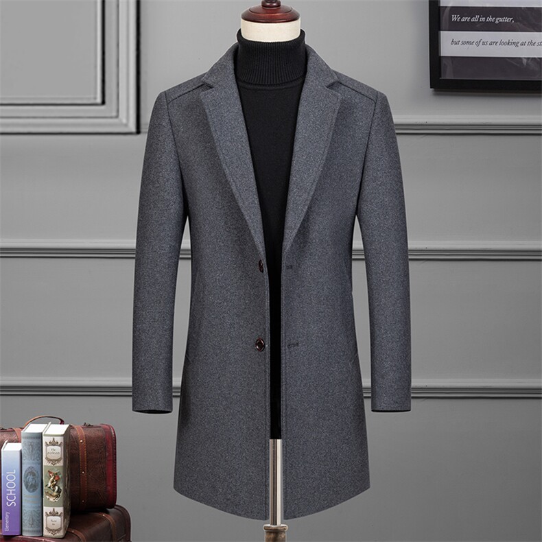 S-M805冬季男士毛呢大衣外套中长款羊毛呢子风衣P170，男装毛呢大衣，电商B360