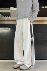春秋美式复古条纹运动百搭卫裤男款宽松直筒休闲显瘦裤子特批48，男装休闲裤，电商B319
