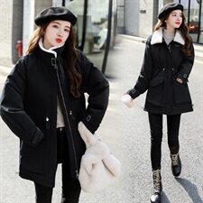 棉衣/棉服2021新款冬仿羊羔毛中长款工装棉服女外套，女装派克服，瑶迪依秀