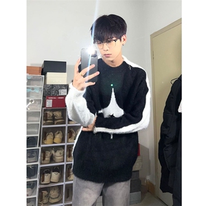 博主图cleanfit毛衣男秋冬款高级感宽松针织衫线衣MYC05-P78,fil博主穿衣搭配图片
