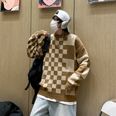 条纹撞色慵懒风圆领套头毛衣男秋冬季休闲上衣针织衫MY696/P42，男装针织衫/毛衣，星座506
