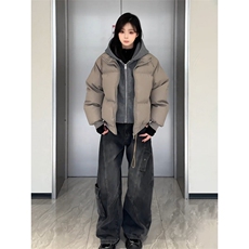 1506-1/MS60651/P119美式假两件连帽PU皮衣棉服男款冬季加厚百搭，男装皮衣，星座1506-1