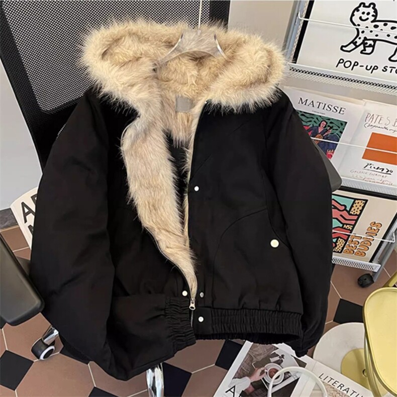 现货高品质美式高街冬季重磅硬挺短款座山雕毛领棉衣男女加厚外套,男装棉衣,电商A443