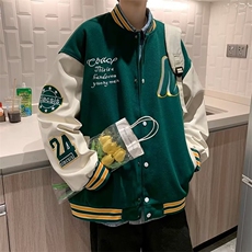 男秋季外套潮牌街头毛呢拼皮棒球服夹克Z901P55，男装夹克，星座1116-2