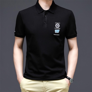 时尚纯棉短袖T恤男薄款翻领POLO衫绣标夏季中年男士休闲百搭体恤图片
