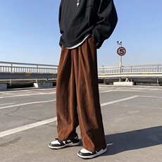 灯芯绒裤子男ins春秋季日系宽松直筒阔腿裤A532P32，男装休闲裤，星座1116-2