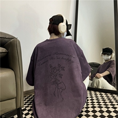 麂皮绒烧花美式复古街头潮牌t恤重磅中性XZ301B-JB4301-p28，男装T恤，星座301B